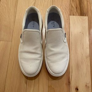 JCrew White Canvas Slip-one